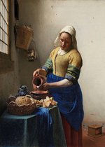 Poster Het Melkmeisje - Johannes Vermeer - Rijksmuseum - De keuken- of melkmeid - 50x70 cm