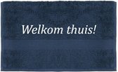 Handdoek - Welkom Thuis - 100x50cm - Donker blauw