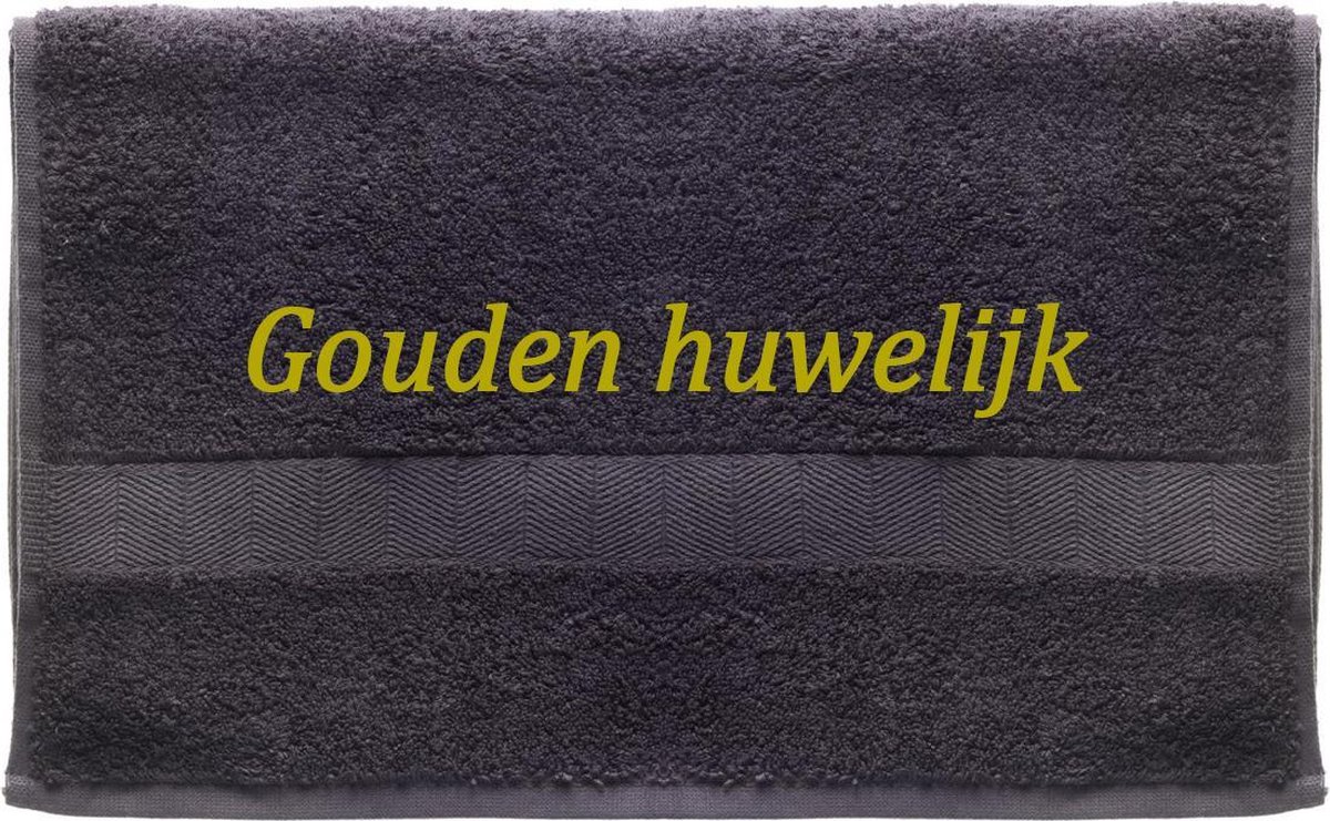 Handdoek - Goudenhuwelijk - 100x50cm - Grijs