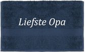 Handdoek - Liefste Opa - 100x50cm - Donker blauw