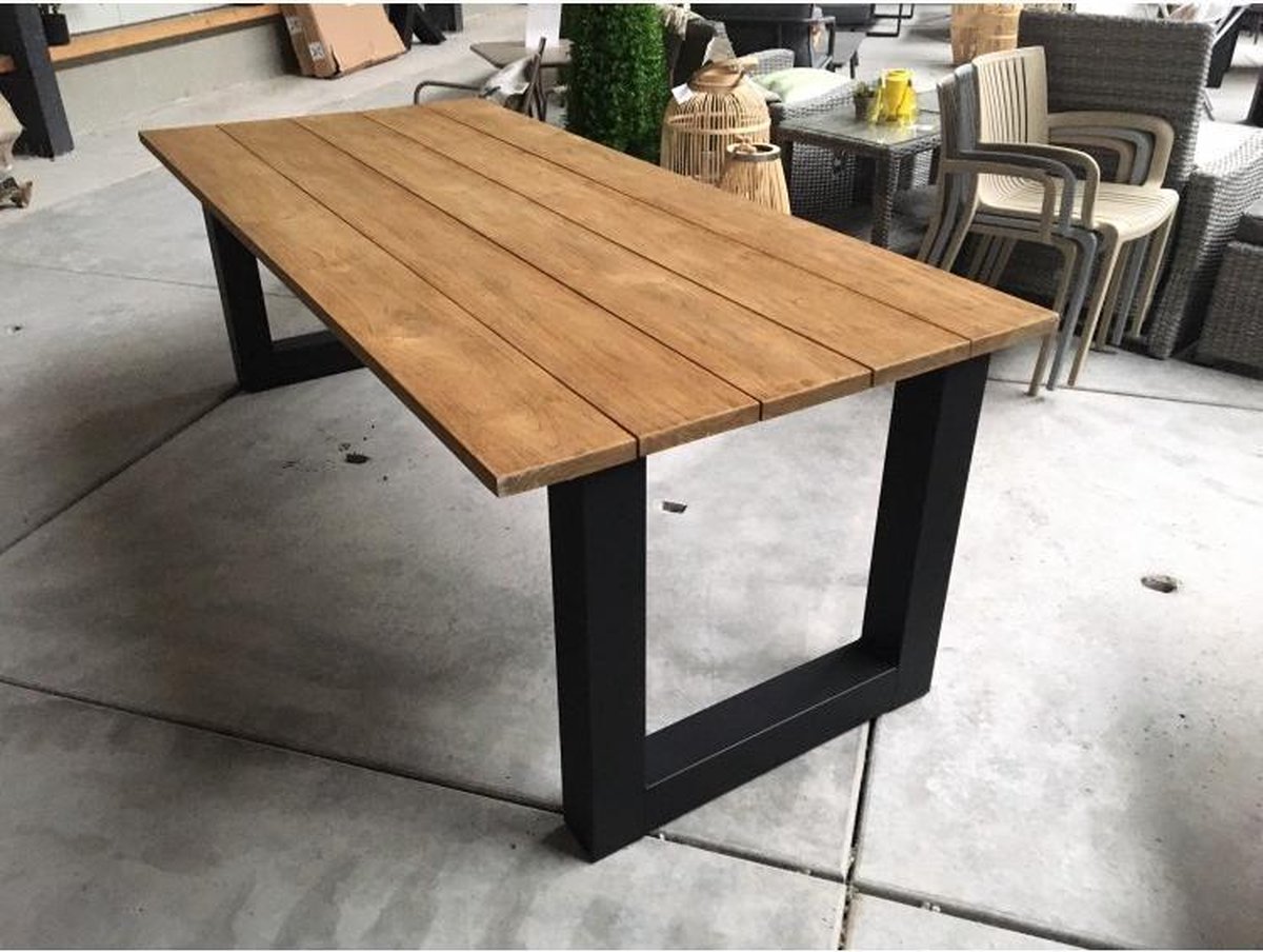 Teak Tuintafel Industrial U leg '220'