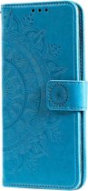 Bloem blauw agenda book case hoesje Huawei Y5p