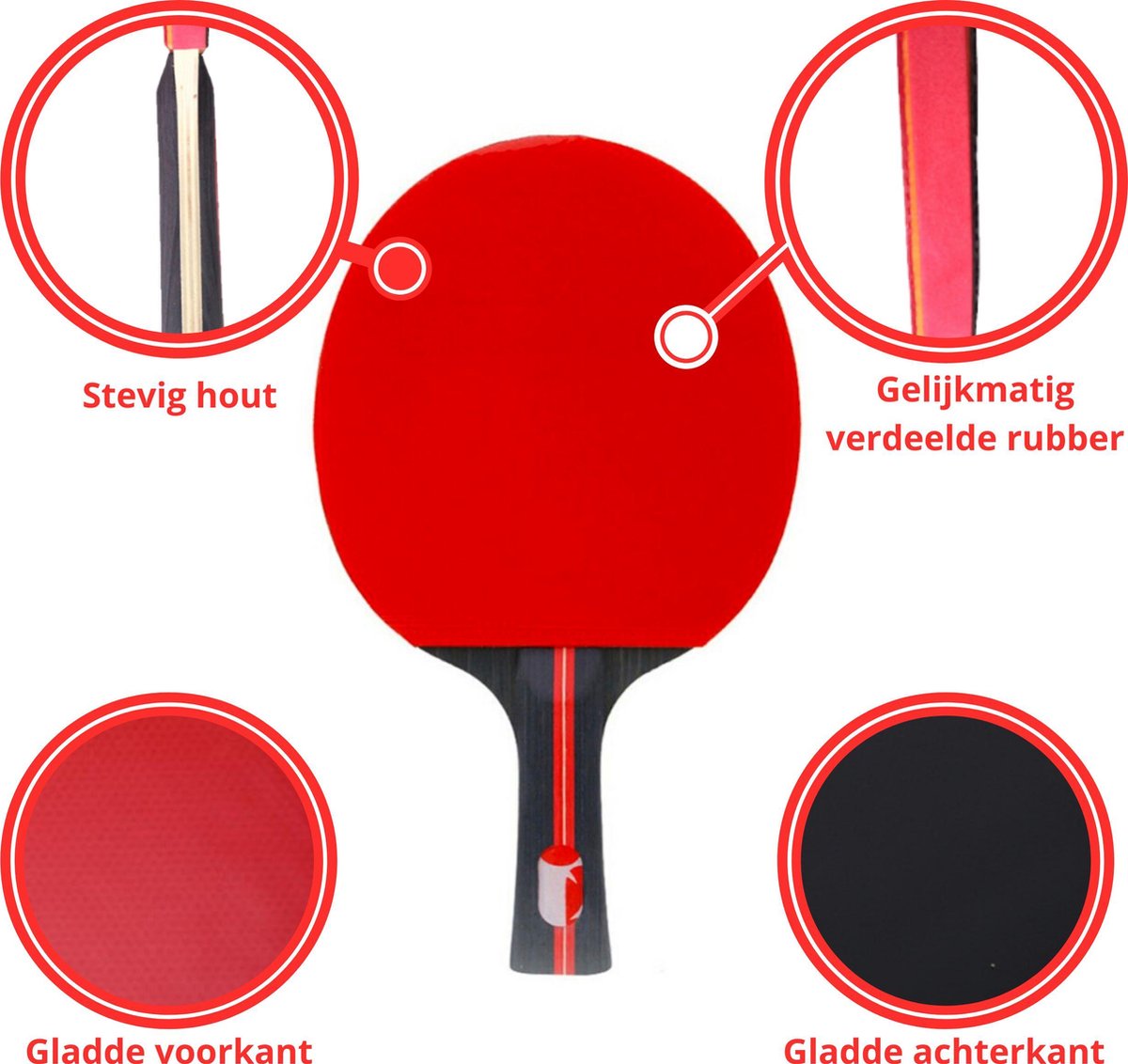 EdelSport – Tafeltennis – Pingpongballen - Tafeltennis Set - Pingpong – Tafeltennisbatjes - Pingpongbatjes - Tafeltennis net — afbeelding 2