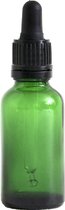 Flacon pipette en verre vert 10 ml avec pipette noire avec fermeture garantie - Aromathérapie