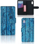 Magnet Case Geschikt voor Samsung Xcover Pro Telefoonhoesje Wood Blue