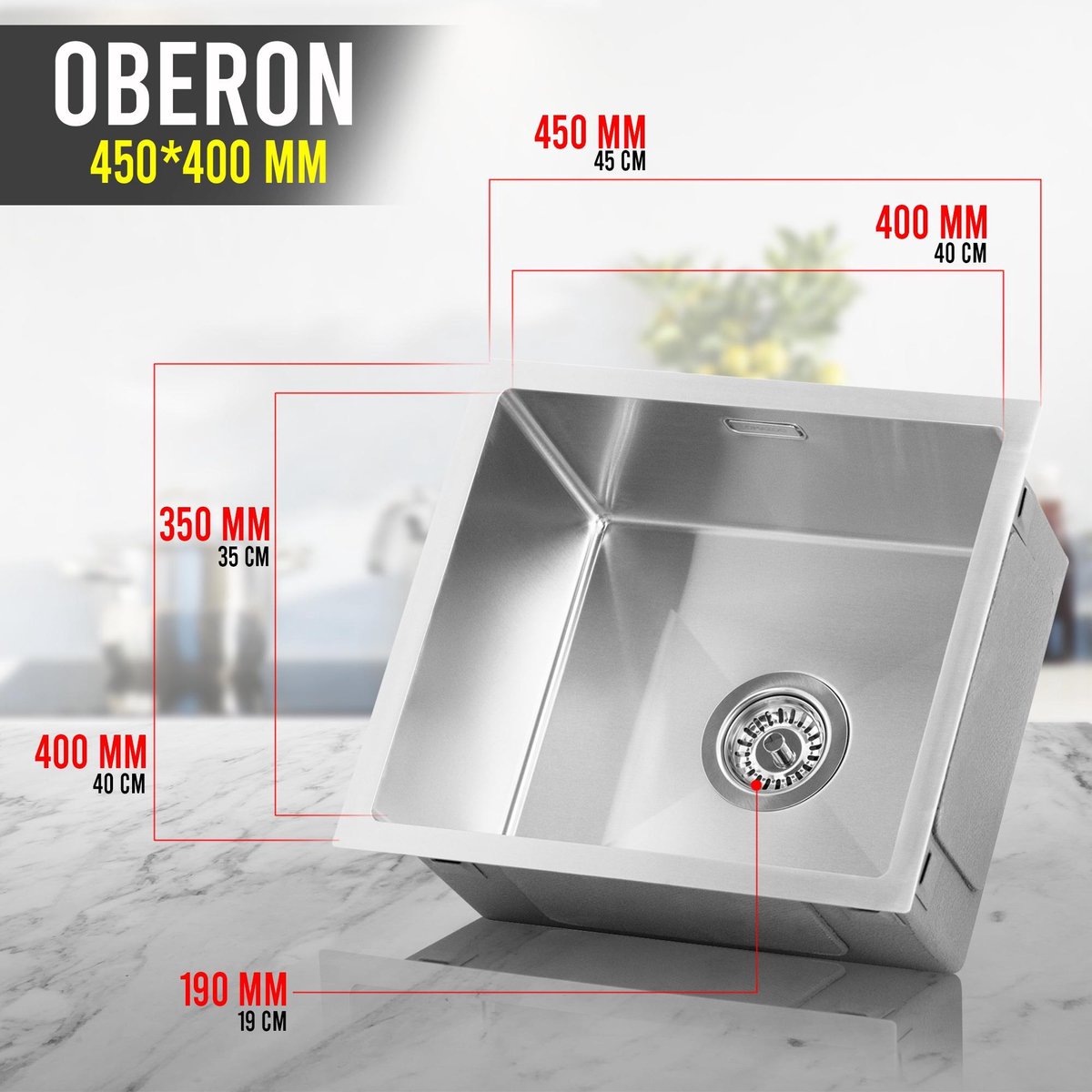 Nurion RVS Spoelbak 34,5 x 34,5 cm