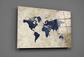 Insigne Glazen Schilderijen - Wereldkaart - Glasschilderij - 110x70 cm - 4 mm