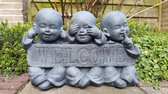 Shaolin Monniken Welcome - Horen/Zien/Zwijgen - Beton - Donkergrijs - 43 x 26 x 17 cm