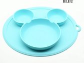 Placemat Mikey ANTISLIP ZUIGNAP bordje voor baby's, peuters en kinderen. Bleu !