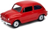 Fiat 600 Rood 1/34 Welly Modelauto - Modelauto - Schaalmodel - Miniatuurauto - Model auto