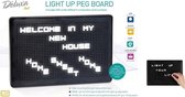 Prikbord - Light up Peg Board - Letters - Retro - Wit - Led - Letters  - Tekst - Bord - Gaatjeswand - 29 x 21 x 4 cm