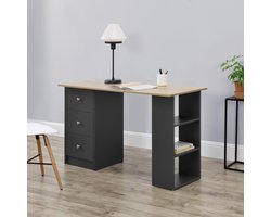 Bureau Lemberg met 3 lades 120x49x72 cm donkergrijs hout