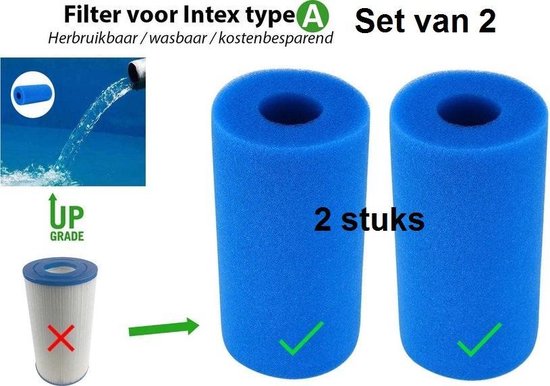 Intex Filter Type A & Bestway III Cartridge - Wasbaar & Herbruikbaar - Zwembad onderhoud - Intex A - Set van 2