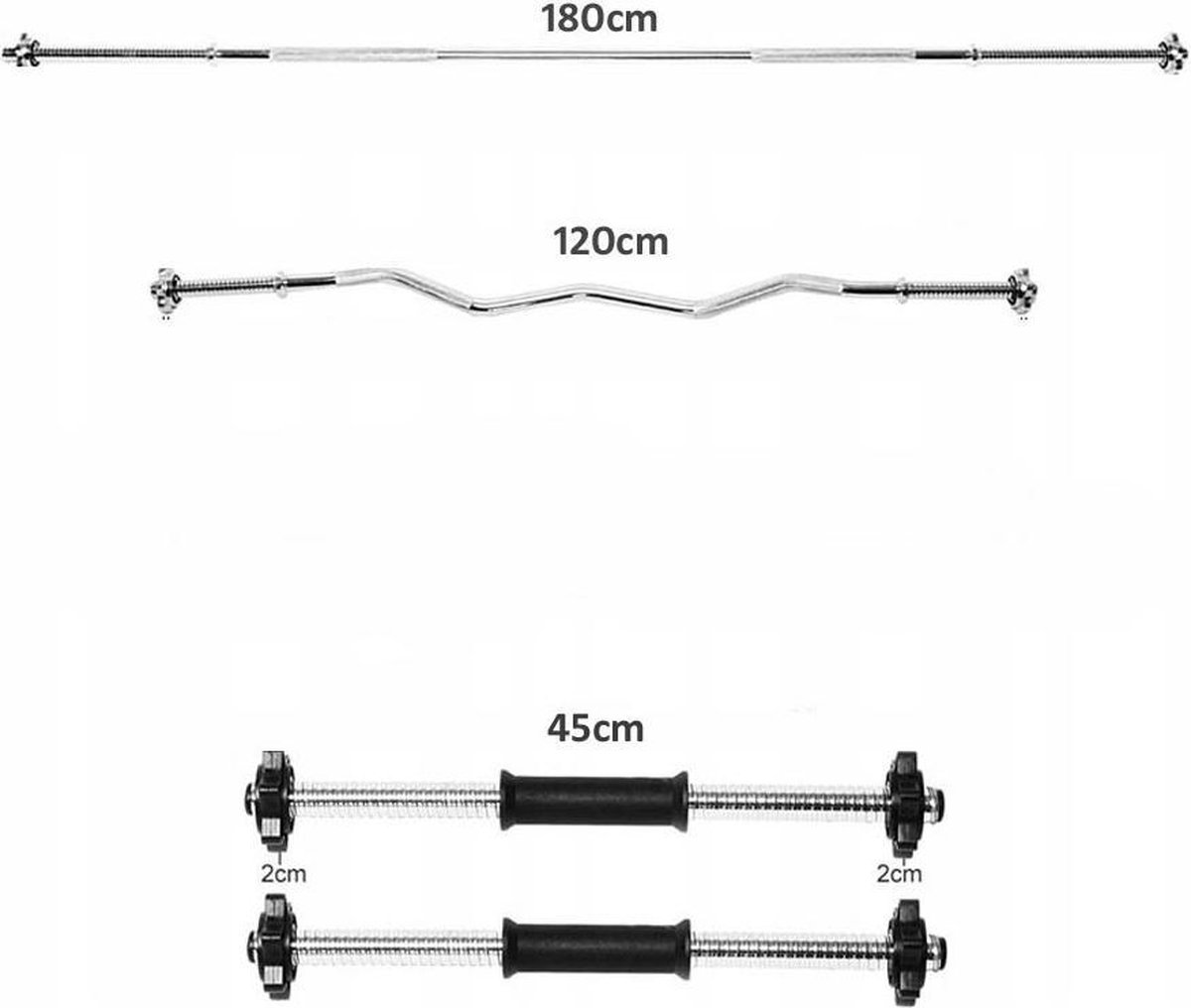 Halterset – Gewichtenset – Fitness set – Dumbbellset – Halterstangset – 120 kg thumbnail 4