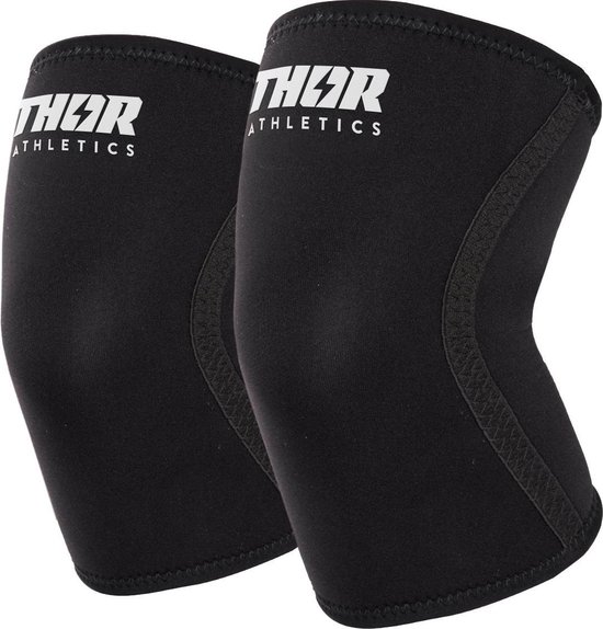 Thor Athletics - Knee Sleeves Zwart - 7MM - Krachttraining Accessoires - Powerlifting - Bodybuilding - Squat - Maat (S)