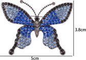 Vlinder Speld-Broche met Gekleurde Zirkonia - Blauw