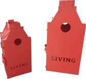 Lantaarn- windlichten living zalm set a 2 stuks groot en klein