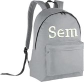 schoolspullen tas met naam licht grijs | geborduurd | 16 verschillende kleuren | gepersonaliseerd