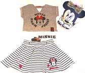 Disney Minnie Mouse - zomerset (Rok + shirt) - grijs/blauw/streep - maat 122/128