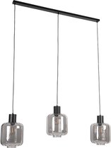 QAZQA qara - Design Hanglamp eettafel voor boven de eettafel | in eetkamer - 3 lichts - L 1400 mm - Zwart -  Woonkamer | Slaapkamer | Keuken
