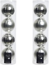8x Zilveren glazen kerstballen 10 cm - Mat/matte - Kerstboomversiering zilver