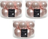 30x Lichtroze glazen kerstballen 6 cm - glans en mat - Glans/glanzende - Kerstboomversiering lichtroze