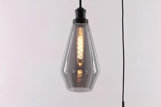 Regan schaduw Duwen Mooie hanglamp met 3 rookglas hangers / smal / videlamp | bol.com