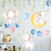 Muursticker | Olifant met ballonnen | Wanddecoratie | Muurdecoratie | Slaapkamer | Kinderkamer | Babykamer | Jongen | Meisje | Decoratie Sticker