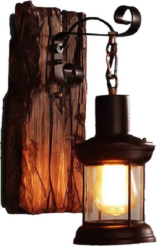 Vintage oude droge boom kleur hout muur lamp Cafe Bar Loft licht | bol.com