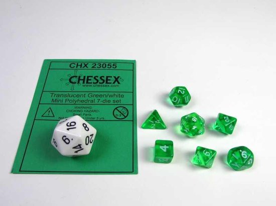 Afbeelding van het spel Mini Polydice set - Translucent Green w/white