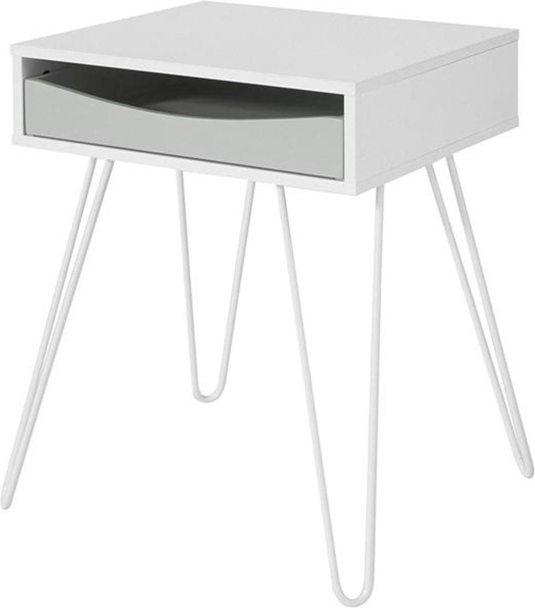 Simpletrade Bijzettafel - Lade - Nachtkastje - Wit - 43x51x38 cm