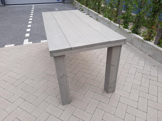 Table "Block leg" en bois d'échafaudage Gray Wash 96x180cm Table 4 à 6 personnes