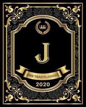 J - 2020 One Year Planner: Elegant Black and Gold Monogram Initials - Pretty Calendar Organizer - One 1 Year Letter Agenda Schedule with Vision B