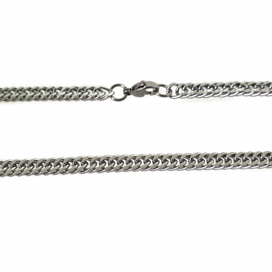 Instituut Schrikken sleuf Aramat jewels ® - Ketting dubbele gourmet staal 55cm 4.5mm zilverkleurig |  bol.com