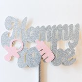 Taartdecoratie versiering| Taarttopper| Cake topper |Baby| Mommy To Be| Zilver glitter| Roze | 14 cm| karton