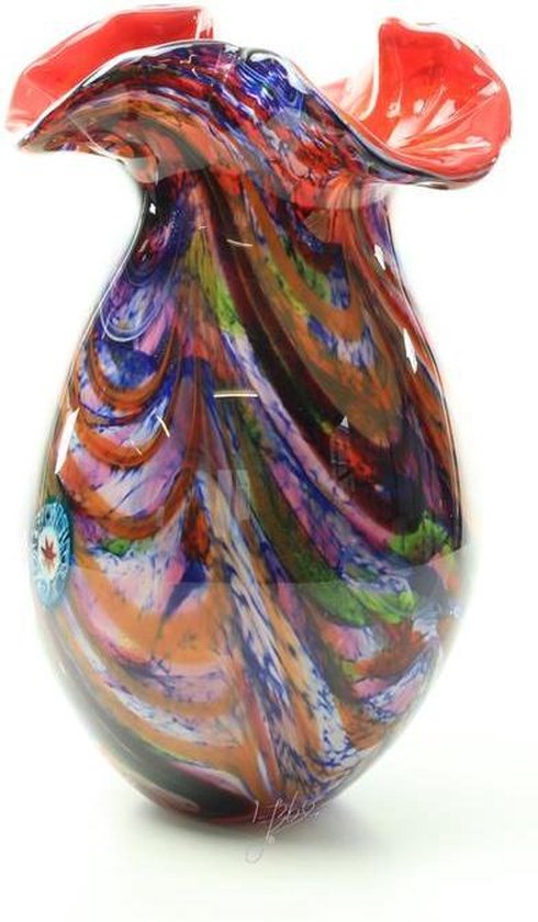 Betekenis Weggelaten vuilnis 19 x 33,5 cm - Vazen - Kleurrijke vaas Murano - Glazen vaas Retro | bol.com