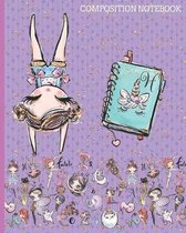 H Composition Notebook: Monogrammed Initial Primary School Wide Ruled Interior Notebook
