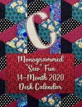 C: Monogrammed ''Sew'' Fun 14-Month 2020 Desk Calendar
