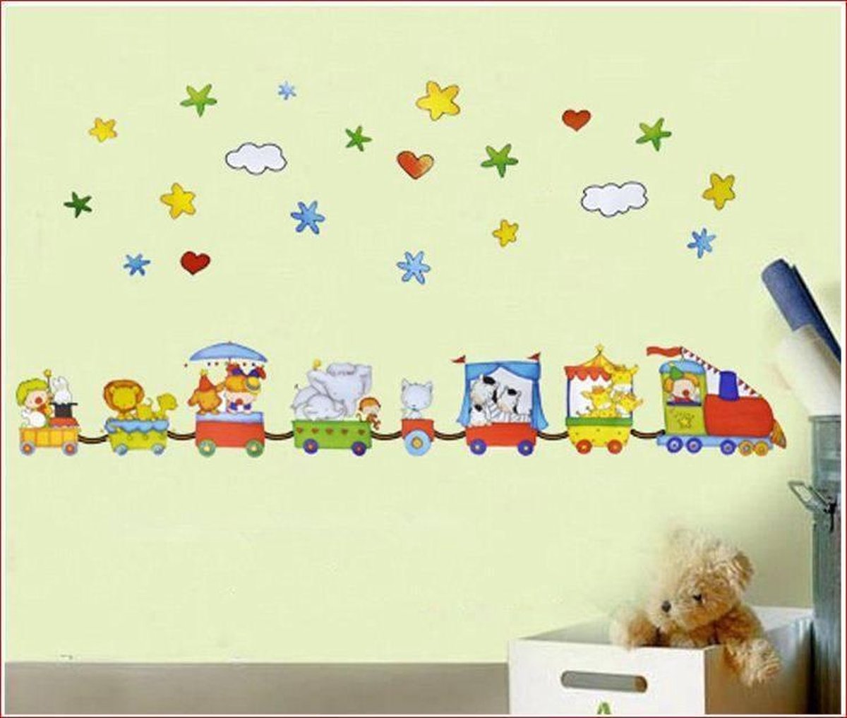 Muursticker4sale Kinderkamer muursticker Trein met dieren