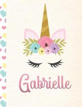Gabrielle: Personalized Unicorn Primary Handwriting Notebook For Girls With Pink Name - Dotted Midline Handwriting Practice Paper