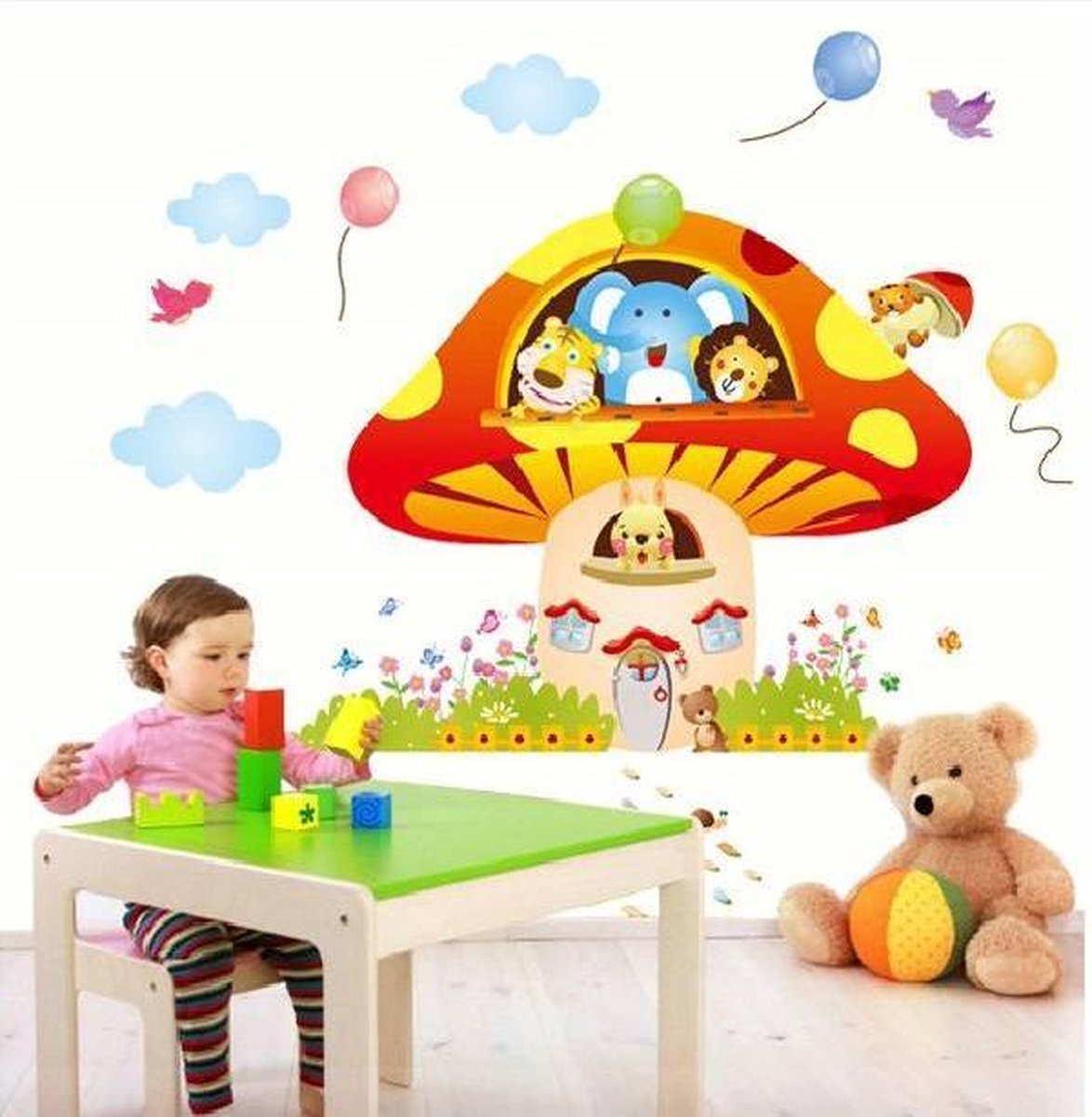 Muursticker4sale Muursticker paddenstoel kinderkamer
