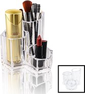 Decopatent de maquillage rond Decopatent® avec 3 compartiments - Organisateur de maquillage Transparent - Bijoux - Maquillage - Cosmétiques - Boîte de rangement