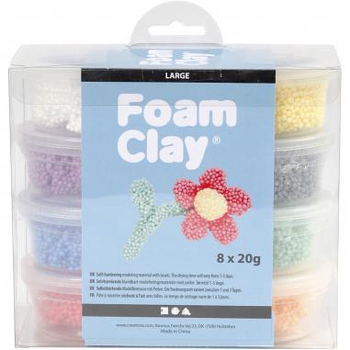 Foam Clay Large, Diverse Kleuren, 20 gr, 8 Doosje - Creativ company
