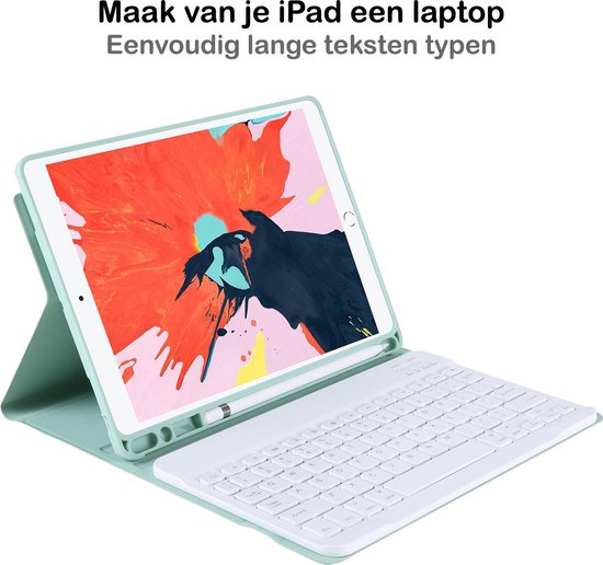 iPad 10.2 2019 Hoes Bluetooth Toetsenbord Hoesje Met Uitsparing Apple  Pencil - Mintgroen | bol.com