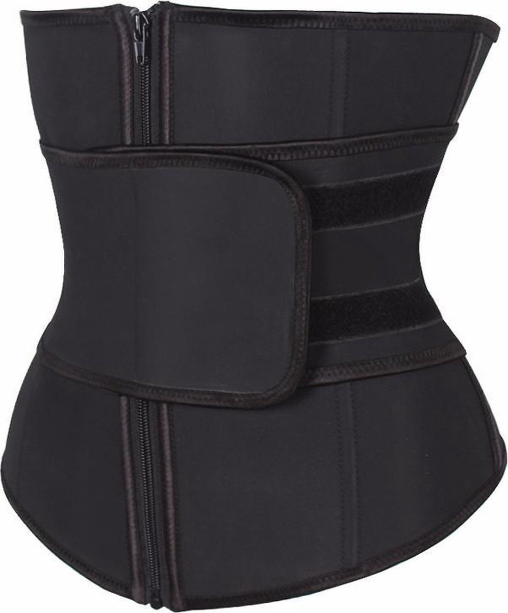 Premium Chibaa 'Waist Plus' sport waisttrainer Zwart Neopreen / nylon 7 stalen baleinen - Large