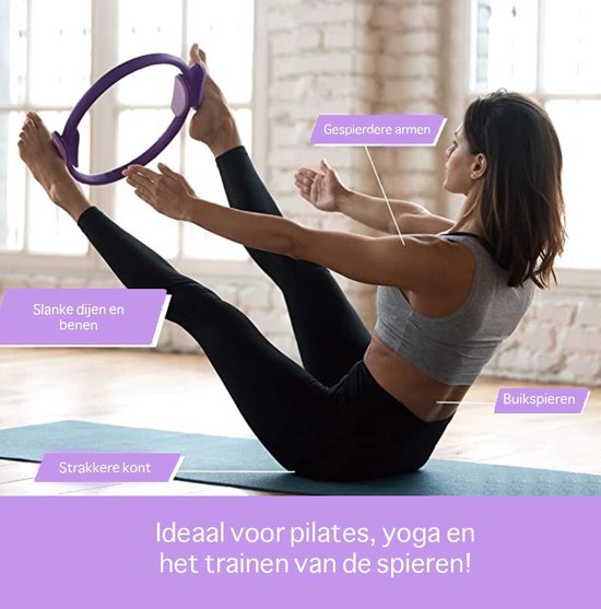 Bodio Pilates ring – Yoga ring – Fitness ring – Pilates ringen – Paars – Ø 38 cm – Inclusief instructies – Pilates – Yoga – Fitness – Full body workout