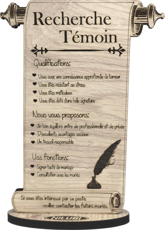 Tout est propre - Carte de vœux en bois - Veux-tu être mon témoin - 19cm -  Demander à