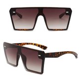 TrendySunglasses- Oversized vrouwenzonnebril- Grote lenzen-bruin/zwarte printdruk