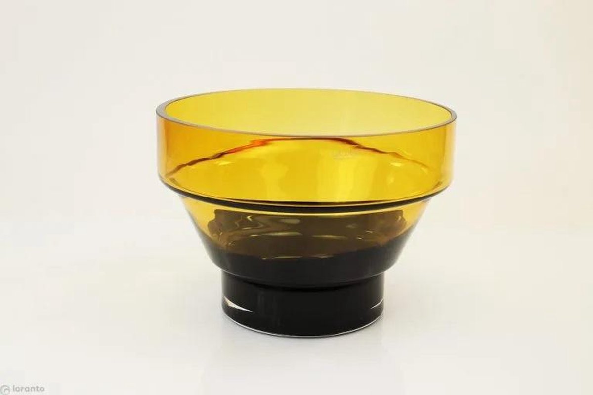 Kom/Schaal Amber/Zwart 27x18cmH - Mondgeblazen