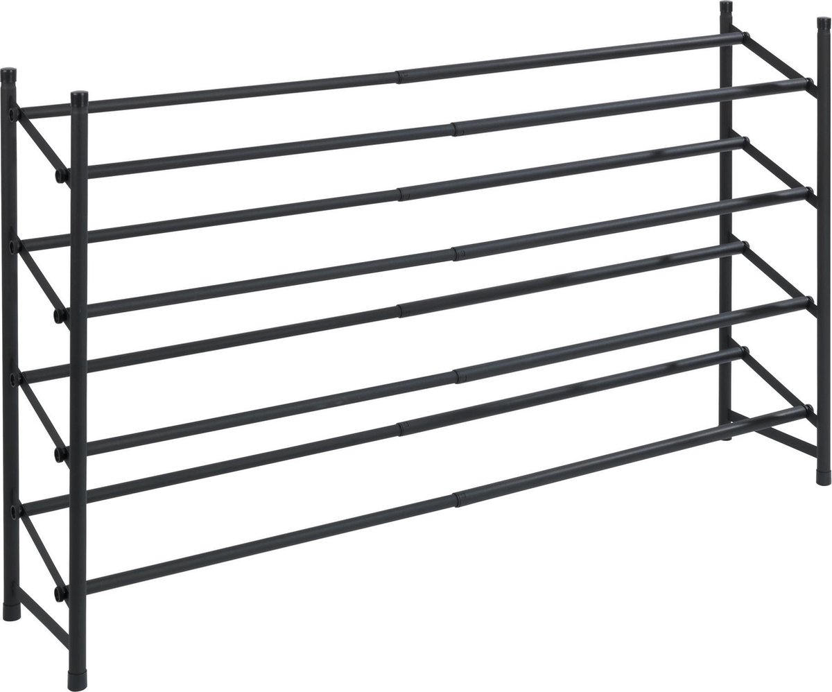 Wenko uitschuifbaar schoenenrek 4 niveaus - Zwart - Stapelbaar